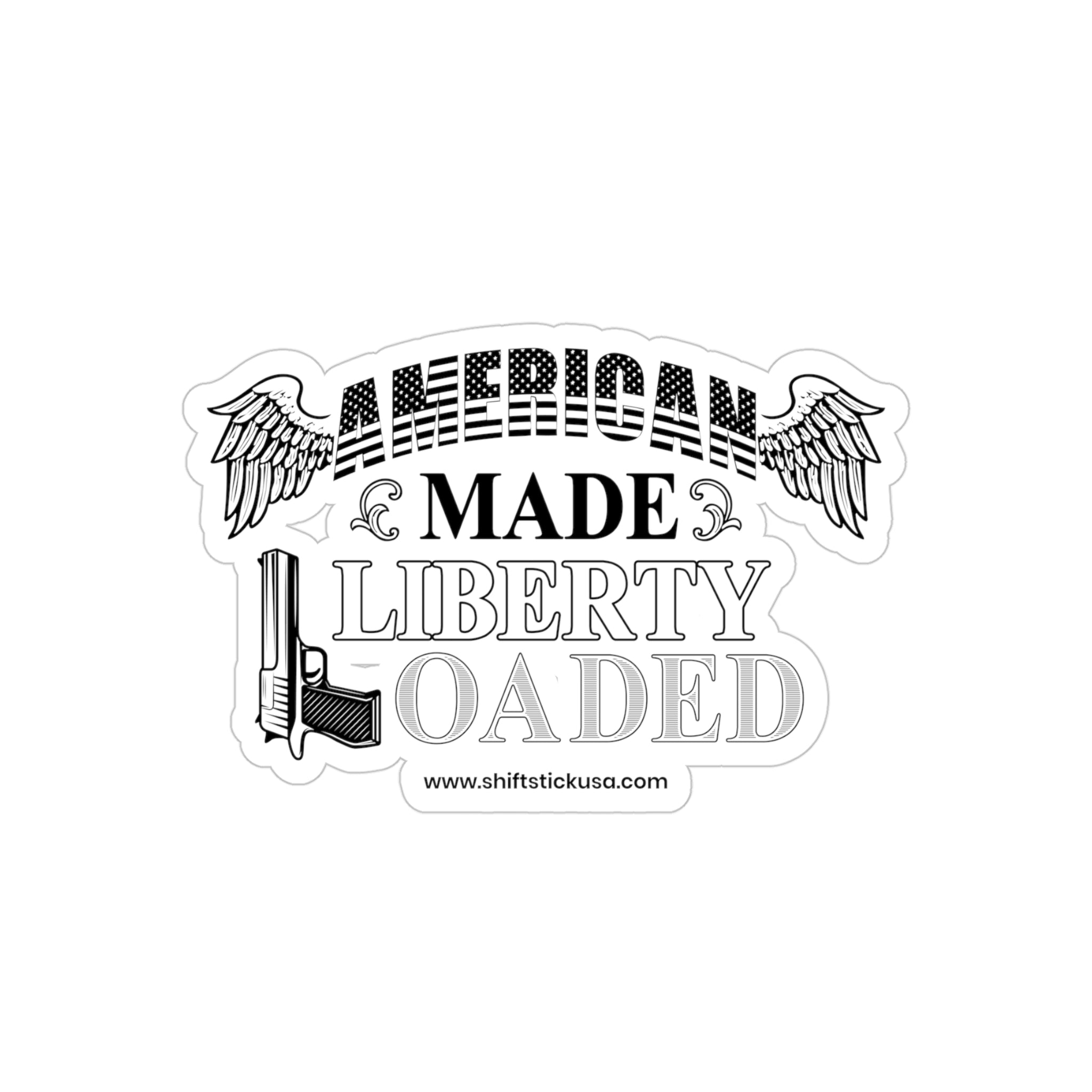 American Made Liberty Loaded Black & White Angel Stickers